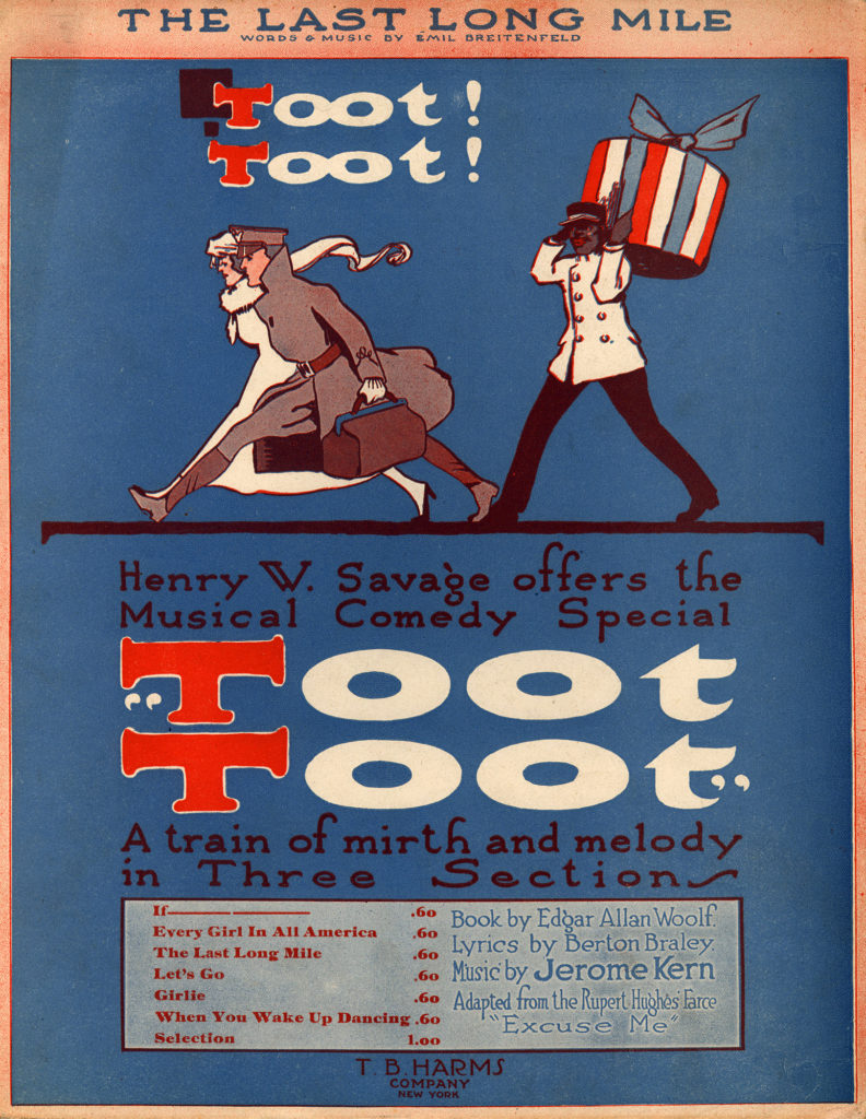 Cover of sheet music for "The Last Long Mile" featuring a prominent mention of tooting.