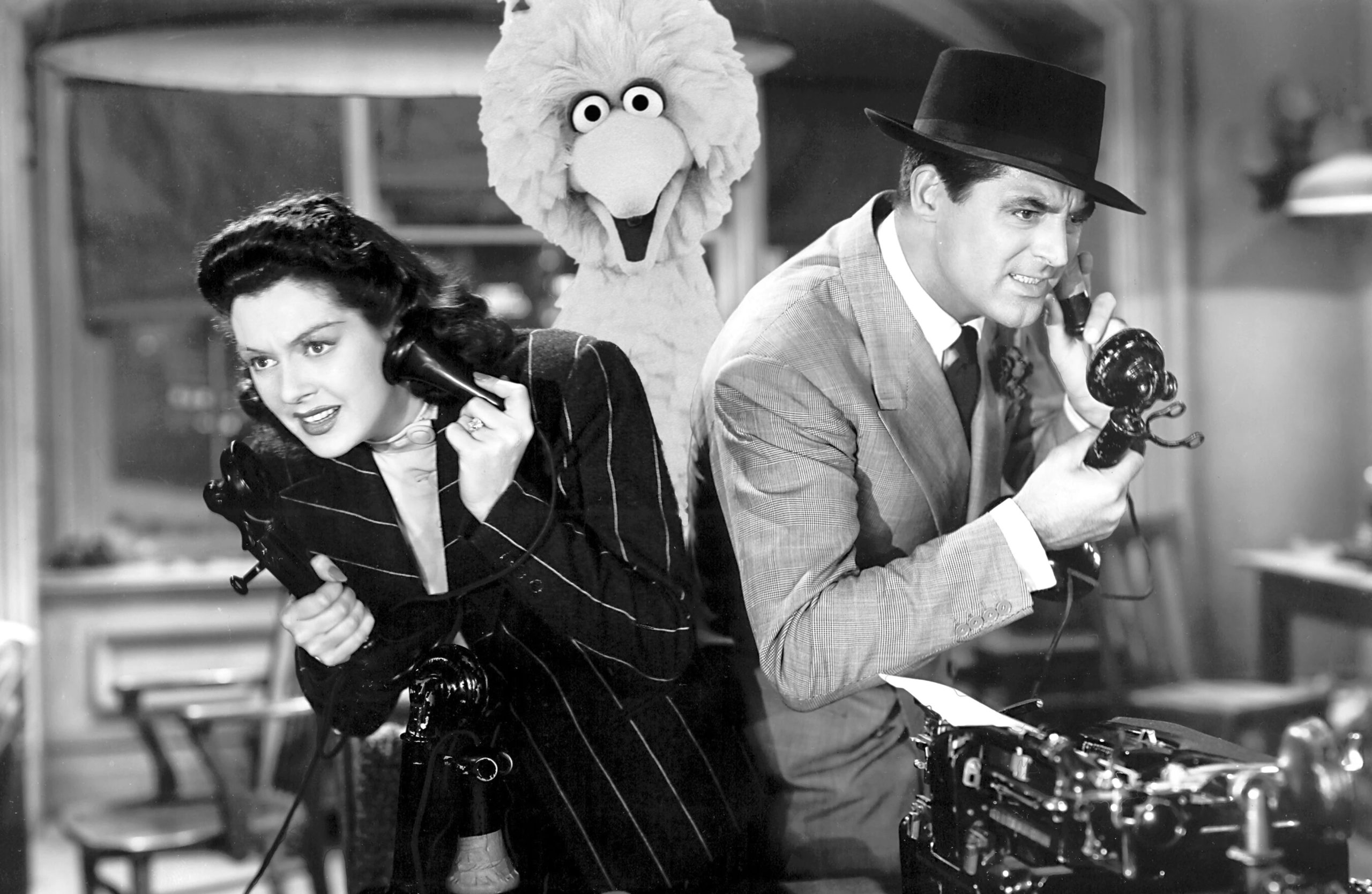 Cary Grant and Rosalind Russell in His Girl Friday (1940).