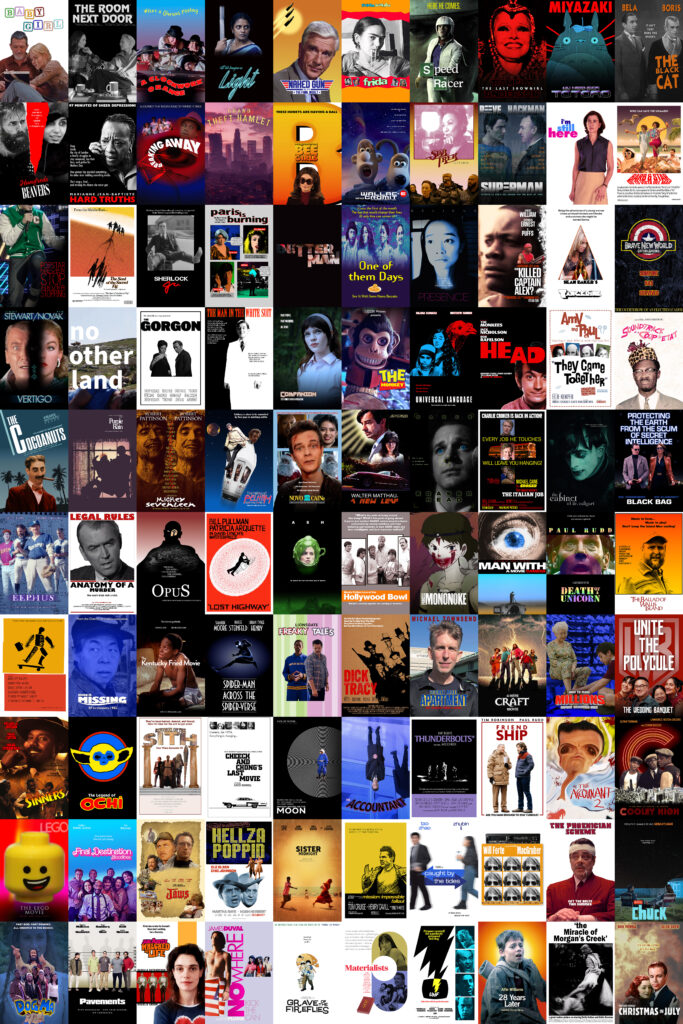 100 fake movie posters, mostly based on real posters for other movies.