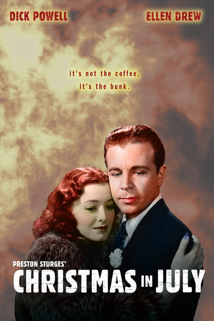 A poster for Christmas in July mimicking the poster for Romeo + Juliet