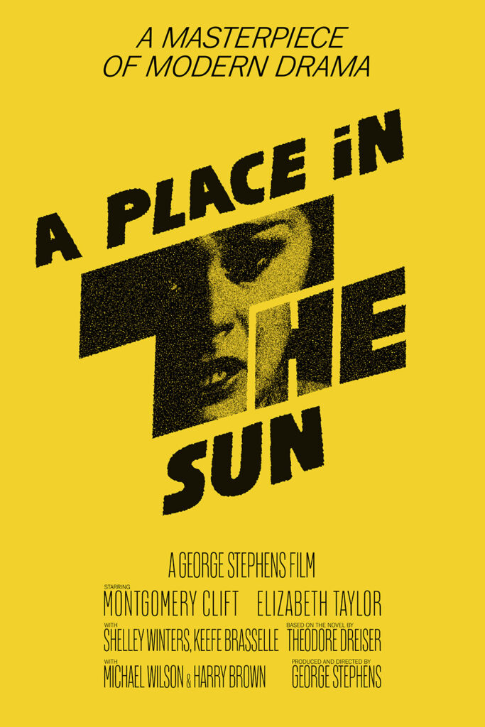 A poster for A Place in the Sun Mimicking the poster for The Shining.