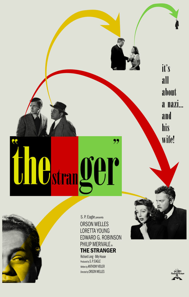 A poster for The Stranger mimicking the poster for All About Eve.