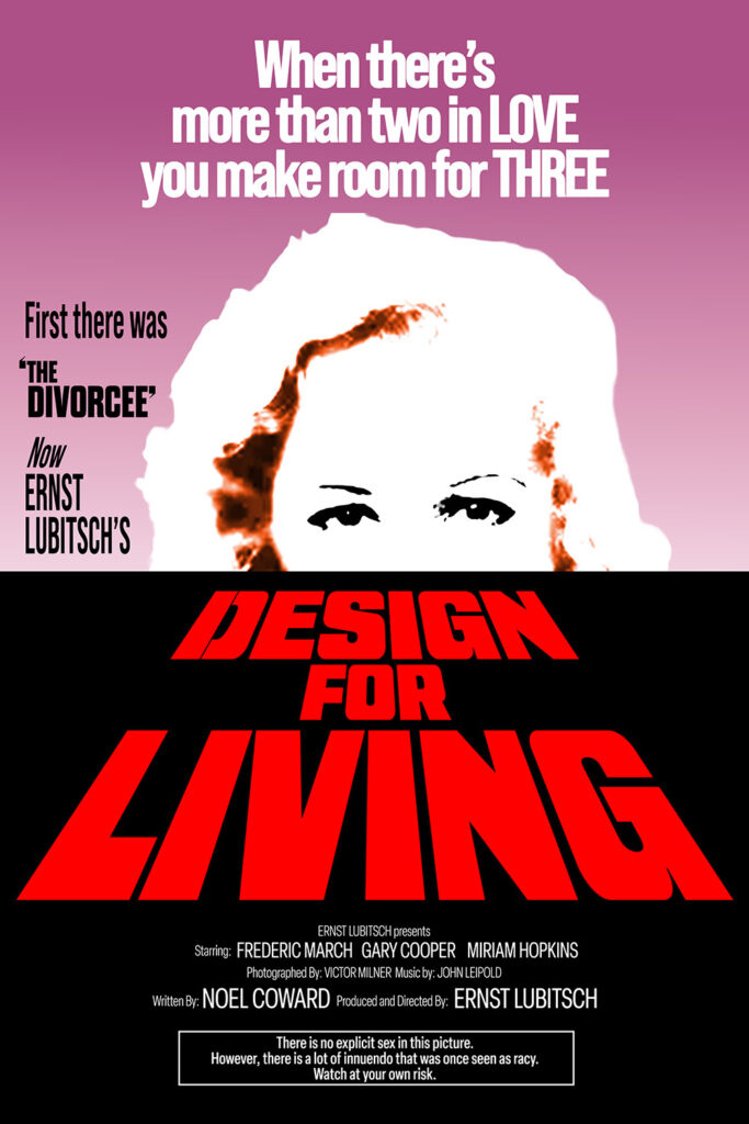 A fake poster for Design For Living mimicking the poster for Dawn of the Dead.