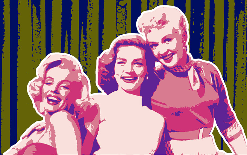 Marilyn Monroe, Lauren Bacall, and Betty Grable in How to Marry a Millionaire.