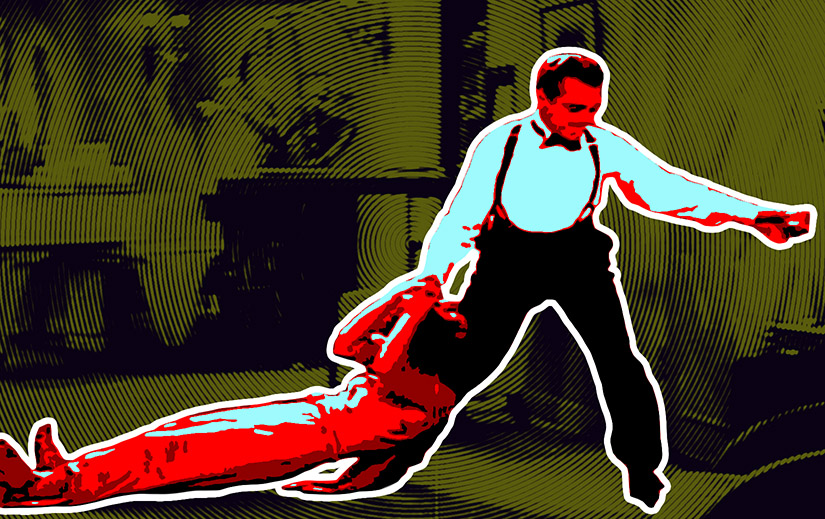 James Cagney drags Mae Clarke by her hair in Lady Killer.