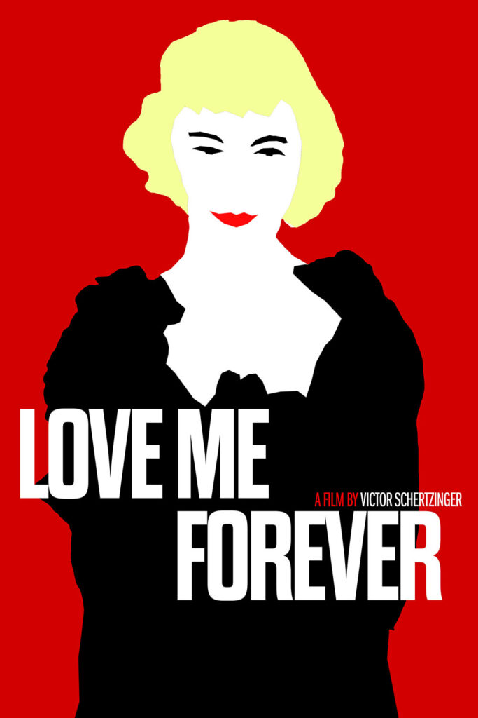 A fake poster for Love Me Forever mimicking the poster for A Girl Walks Home Alone at Night.