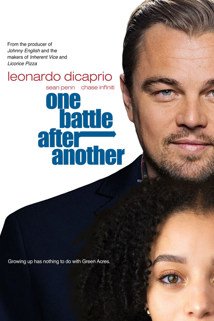 A fake poster for One Battle After Another mimicking the poster for About a Boy.