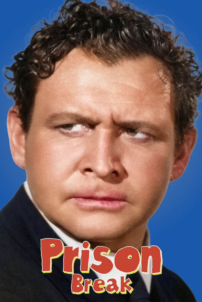A fake poster for Prison Break that just barely references the poster for Ernest Goes to Jail.