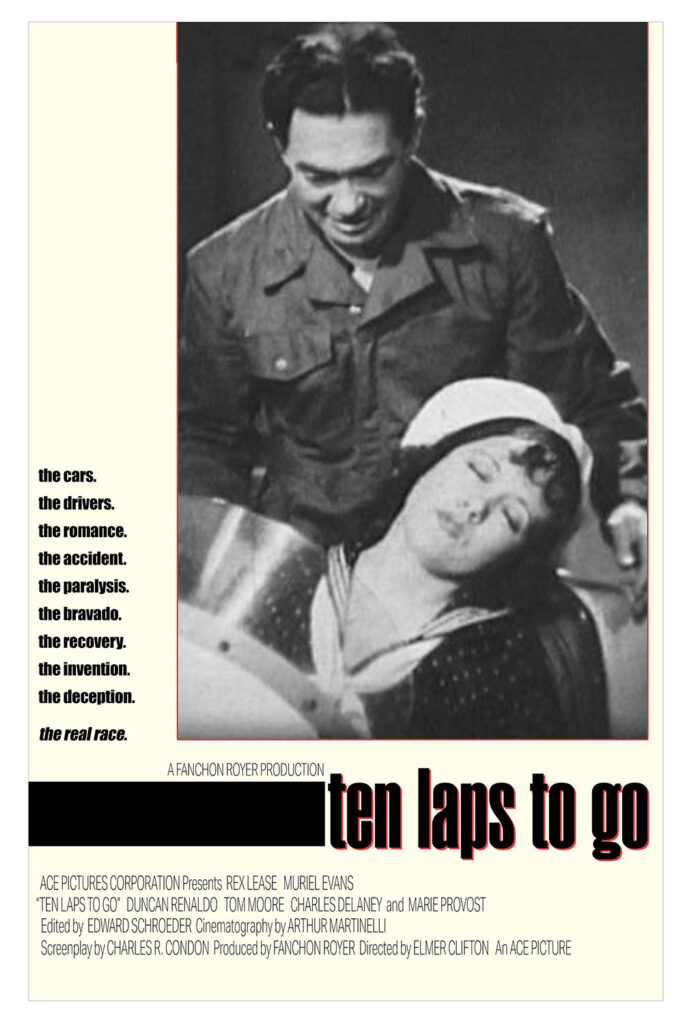 A fake poster for Ten Laps to Go mimicking the poster for Pretty in Pink.