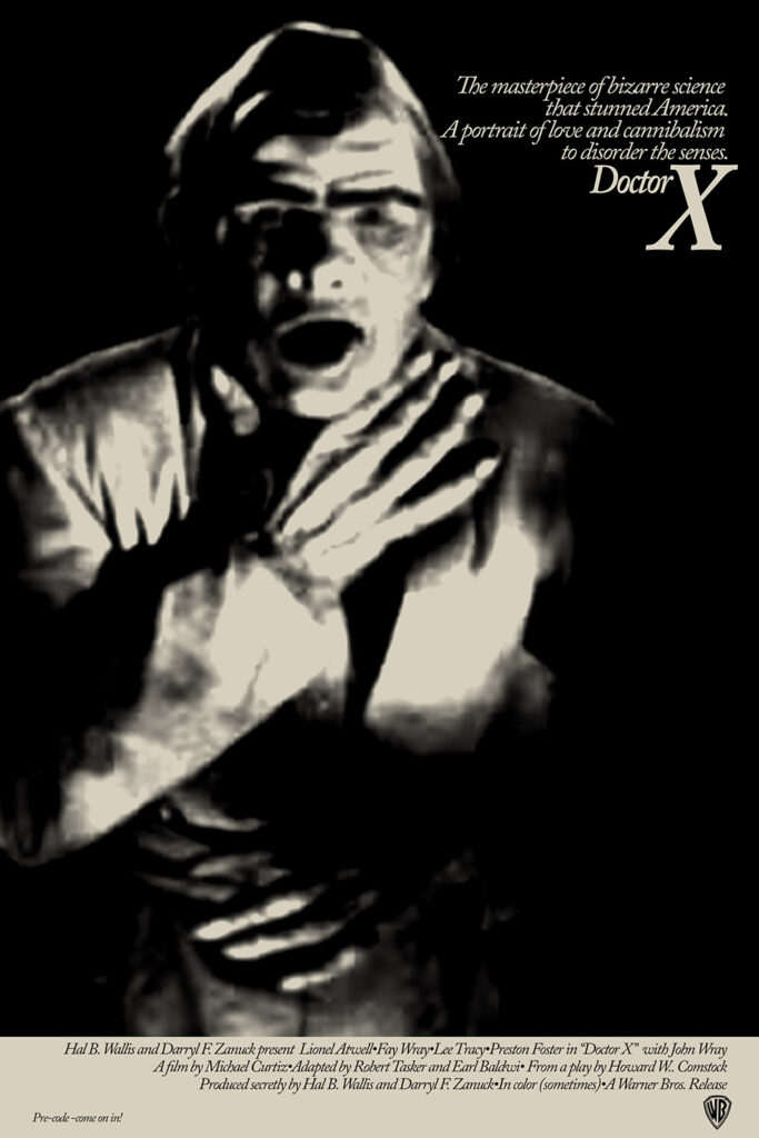 A fake poster for Doctor X mimicking the poster for The Story of O.