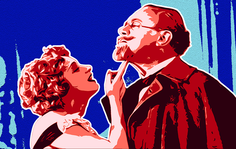 Marlene Dietrich and Emil Jannings in The Blue Angel.