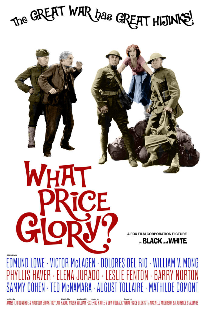 A fake poster for What Price Glory mimicking the poster for Beach Blanket Bingo.