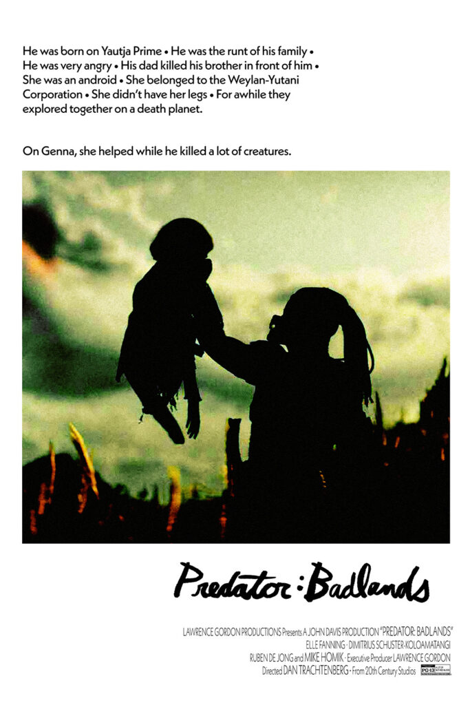 A fake poster for Predator Badlands mimicking the poster for Badlands.