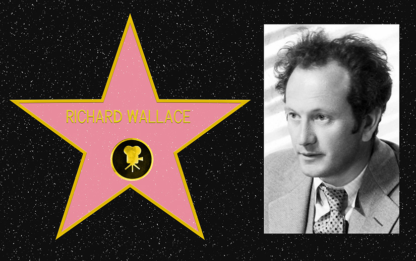 Composite picture. On the left, a mockup of Richard Wallace's star on the Hollywood Walk of Fame. On the right, a black and white portrait photo of Richard Wallace.