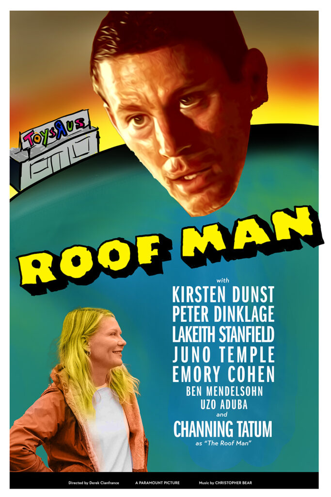 A fake poster for Roofman mimicking the poster for The Wolfman.