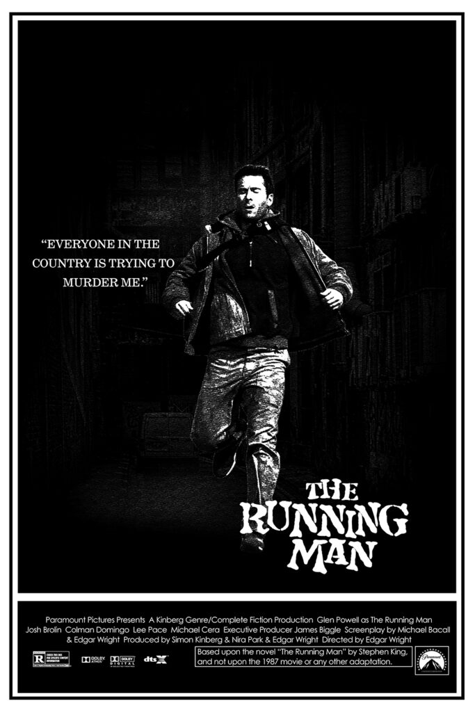 A fake poster for The Running Man mimicking the poster for The Elephant Man.