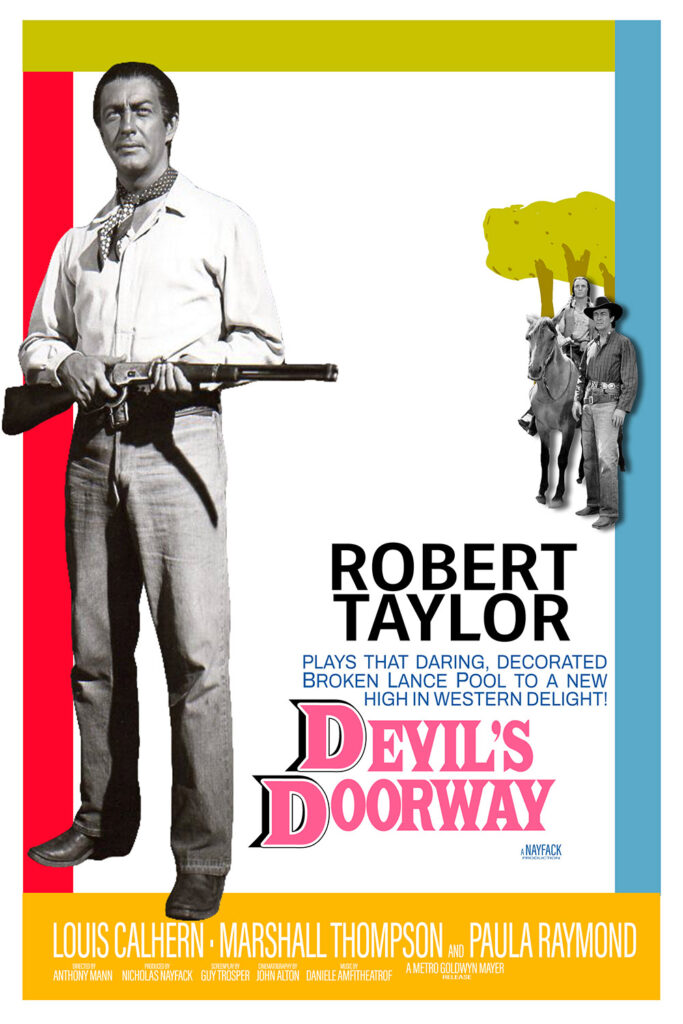 A fake poster for Devil's Doorway mimicking the poster for Breakfast at Tiffany's.