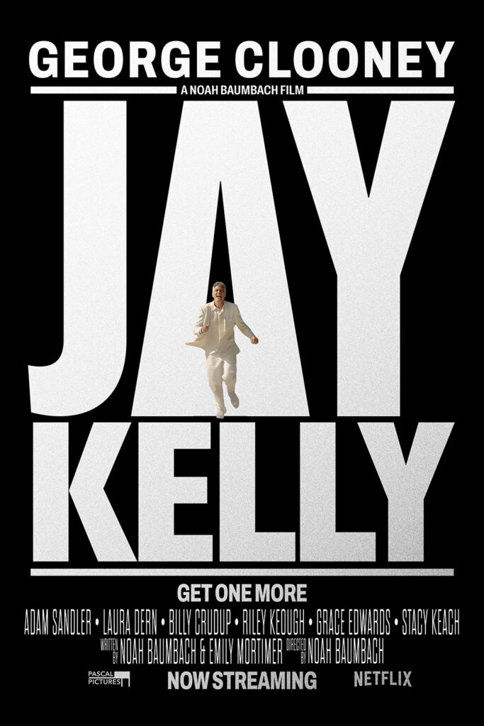 A fake poster for Jay Kelly mimicking the poster for Marty Supreme.