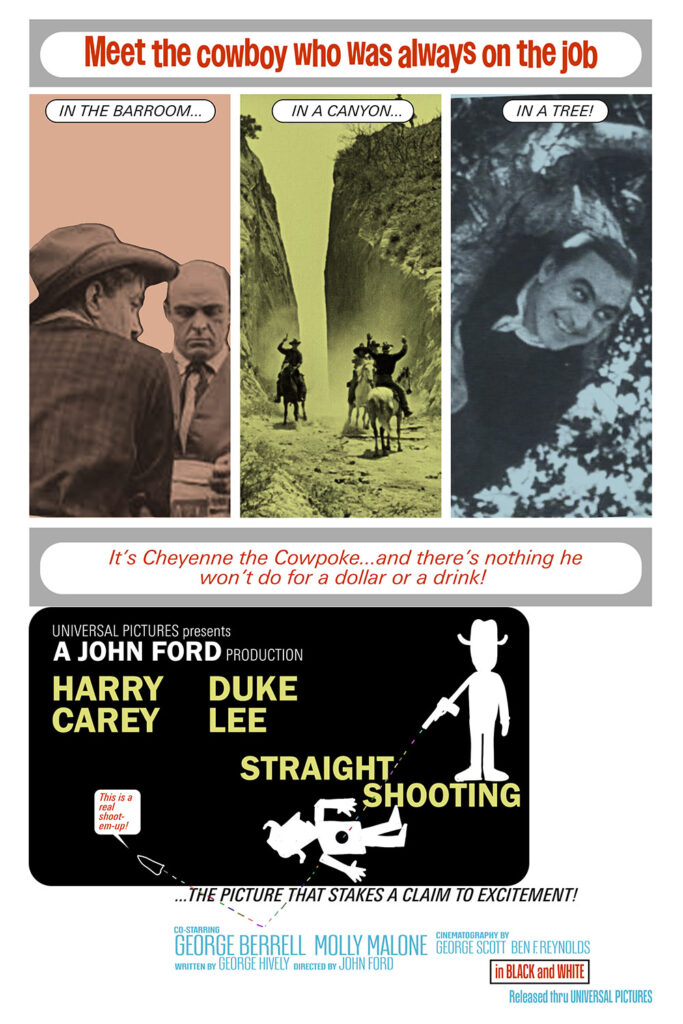A fake poster for Straight Shooting mimicking the poster for A Shot in the Dark.