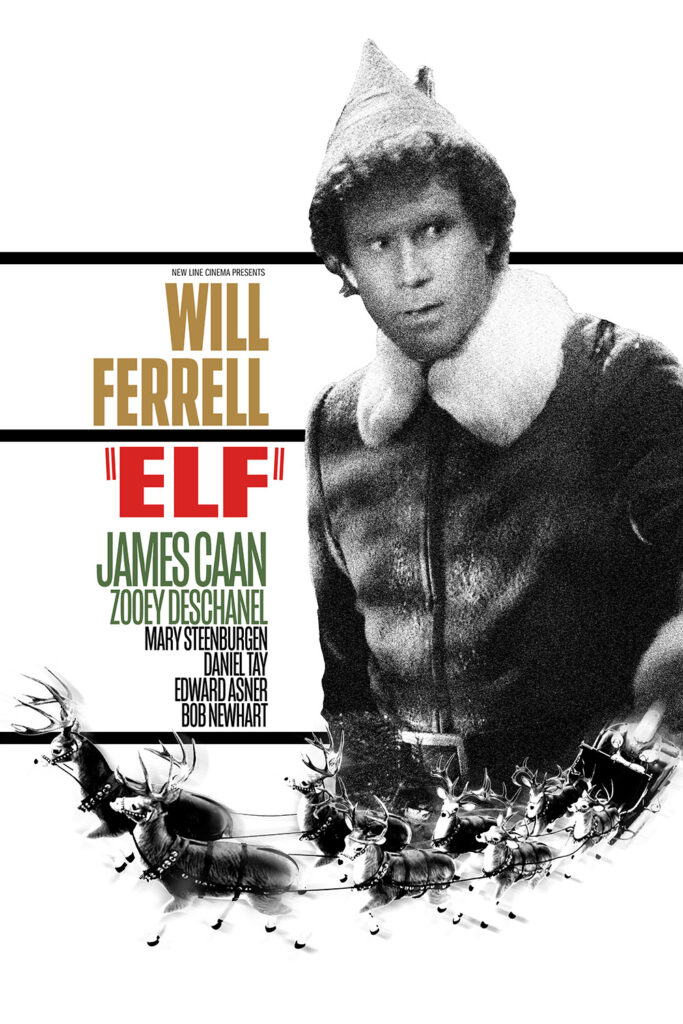 A fake poster for Elf mimicking the poster for Bullitt.