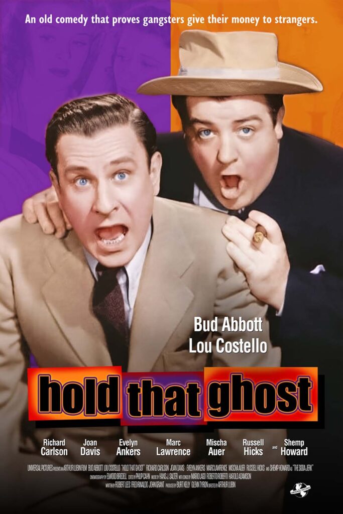 A fake poster for Hold That Ghost mimicking the poster of She's All That.