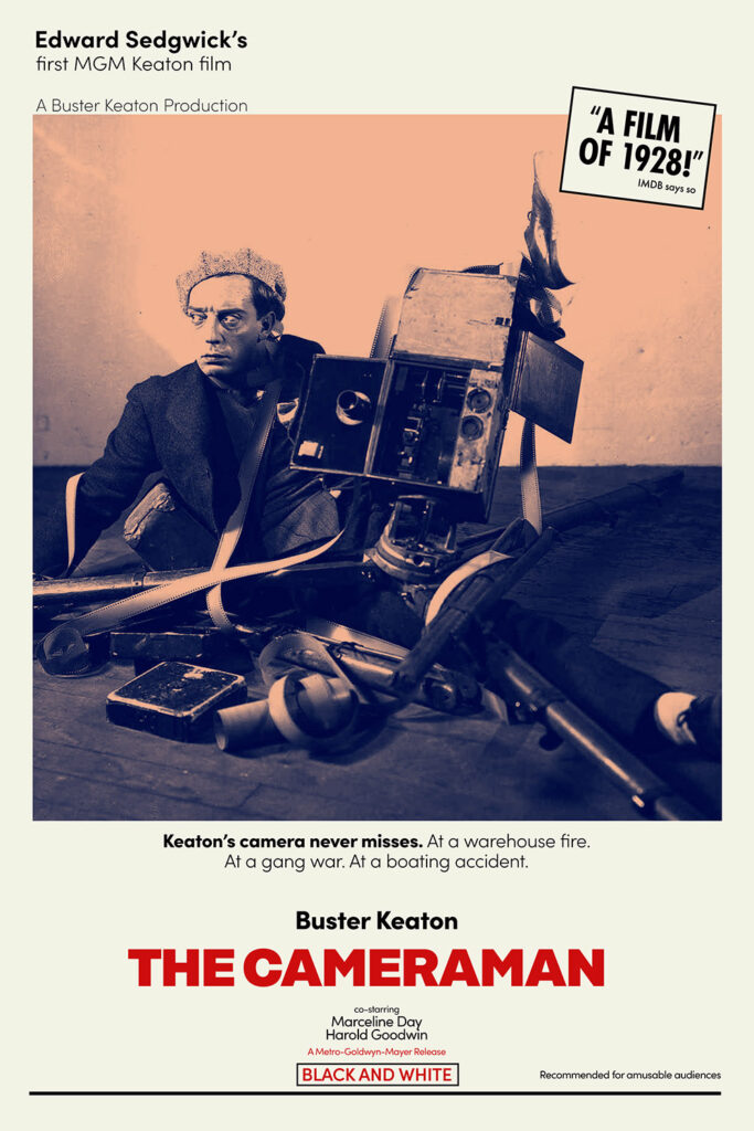 A fake poster for The Cameraman mimicking the poster for Blow-Up.