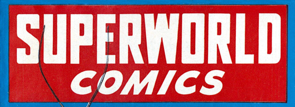 White text reading SUPERWORLD COMICS on a red background.
