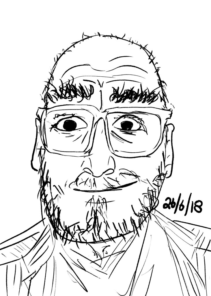 Black and white self portrait dated 26/6/18