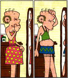 When your eyes are closed, putting on a skirt is just like putting on a suit.